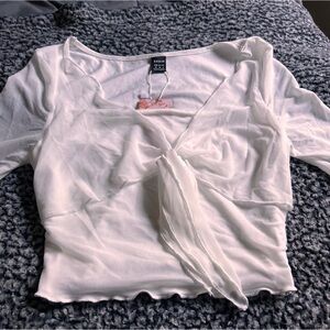 White crop top with tie